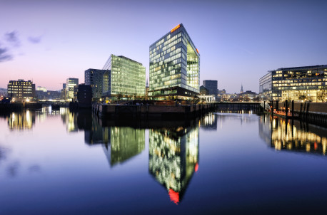 Spiegel-Verlagshaus und Ericus-Kontor an der Ericusspitze in der Hafencity von Hamburg.