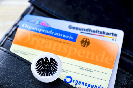 Organspendeausweis mt Bundesadler, WiderspruchslÃ¶sung bei Organspenden.
